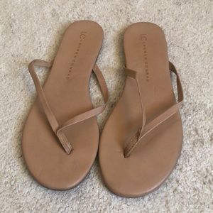 Nude LC flip flops